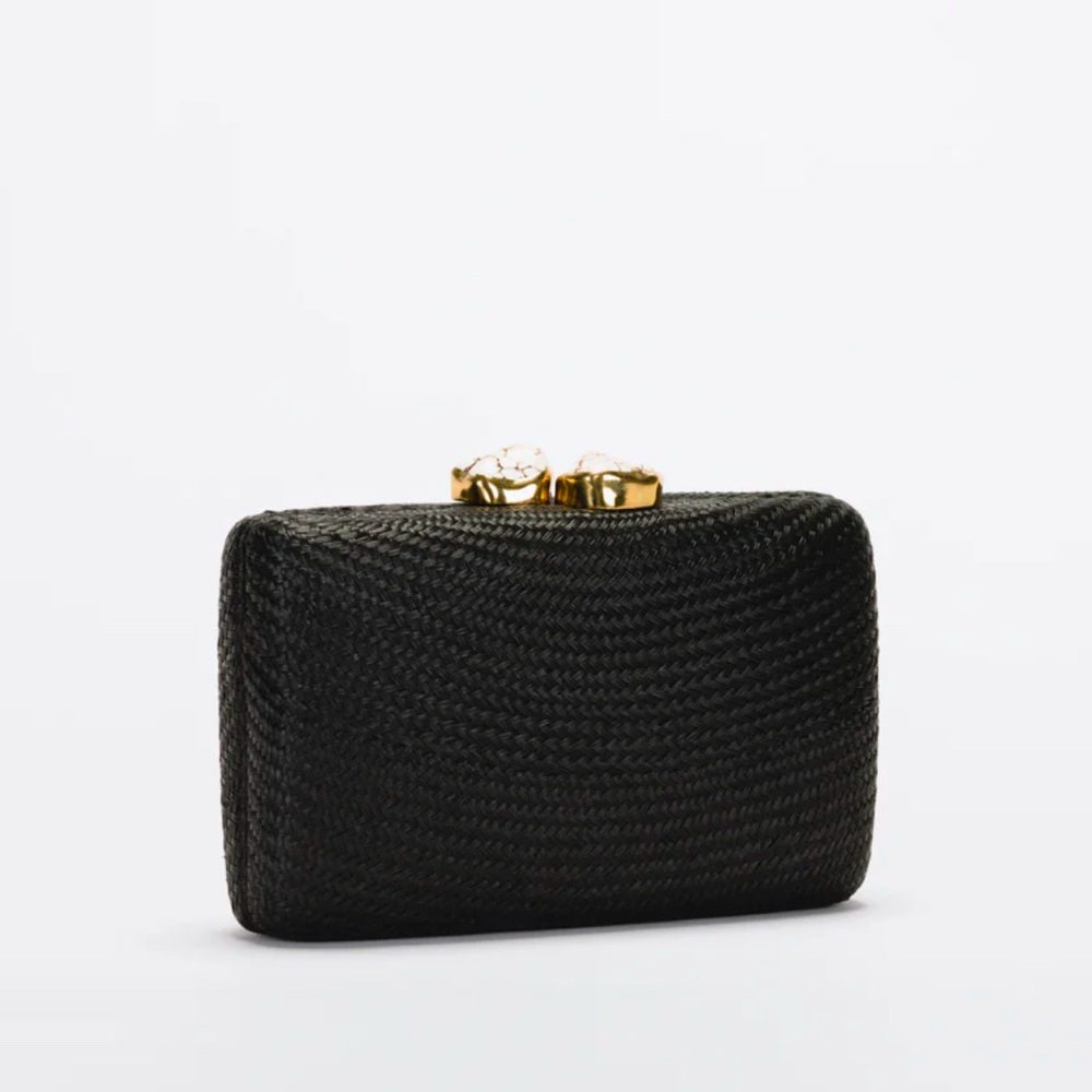 NWT Kayu Jen clutch with White Stone / Black